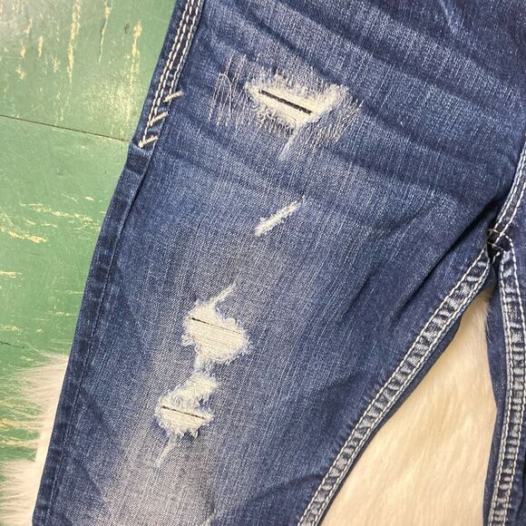 Silver Jeans Womens W29/L31 Blue Tuesday Bootcut Distressed Rip Cowgirl Chic - Picture 8 of 14